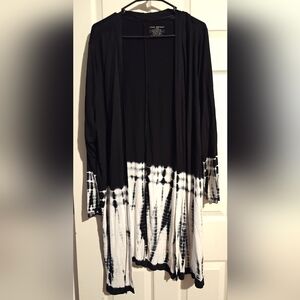 Lane Bryant Black And White Tie Dye Cardigan